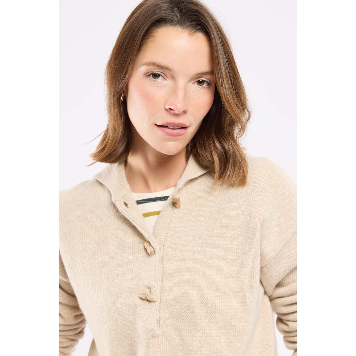 Pull col vareuse - laine irish cream, ARMOR-LUX