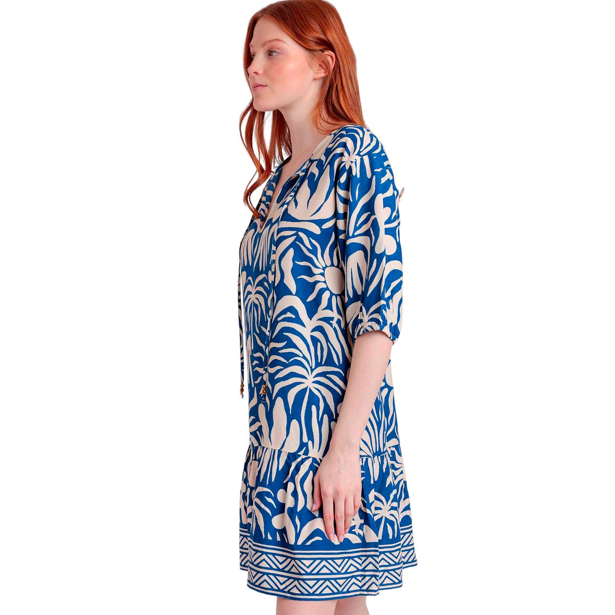 Robe estivale manches trois-quarts Sun Summer bleu, ADMAS