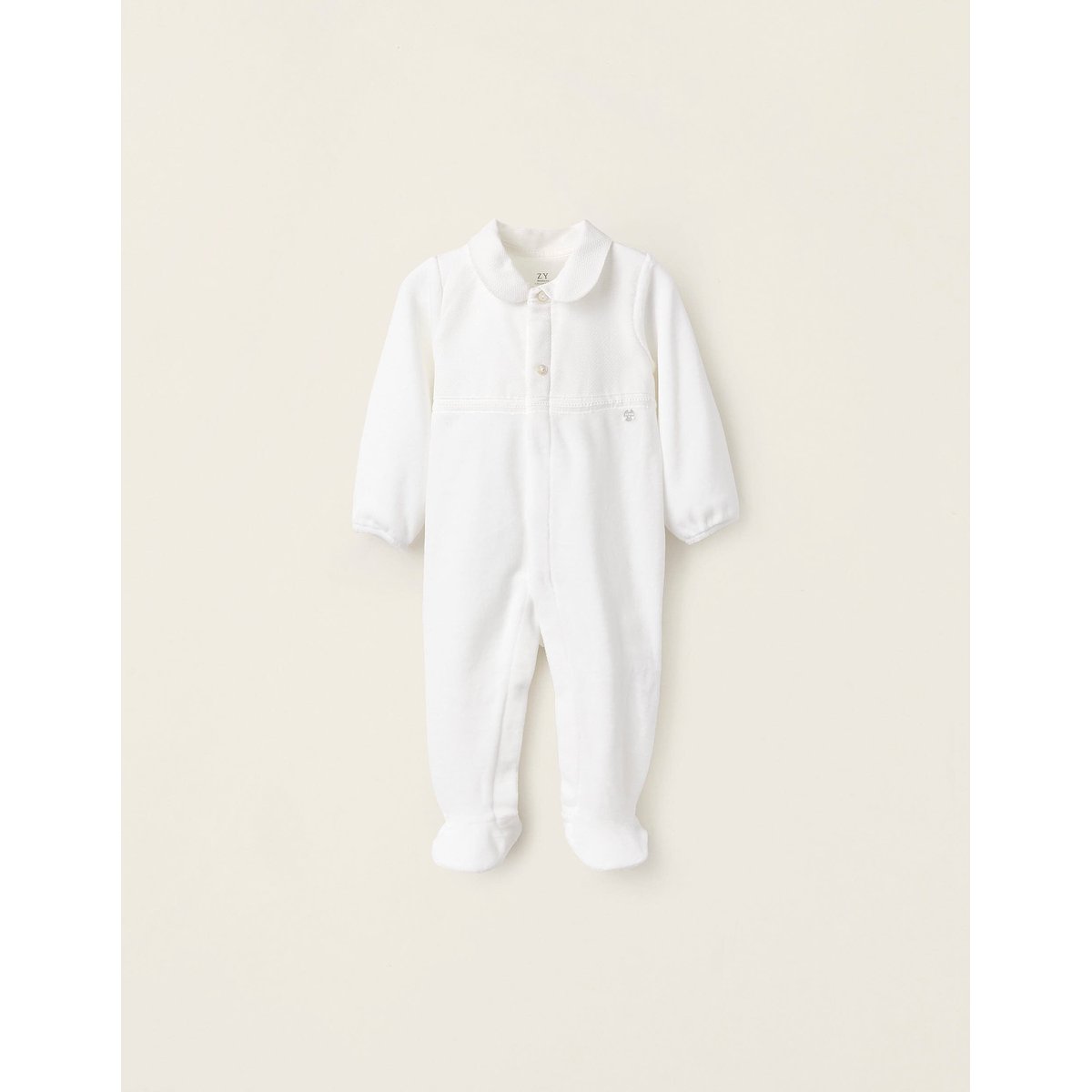 Grenouillère en Velours Texturé blanc, ZIPPY