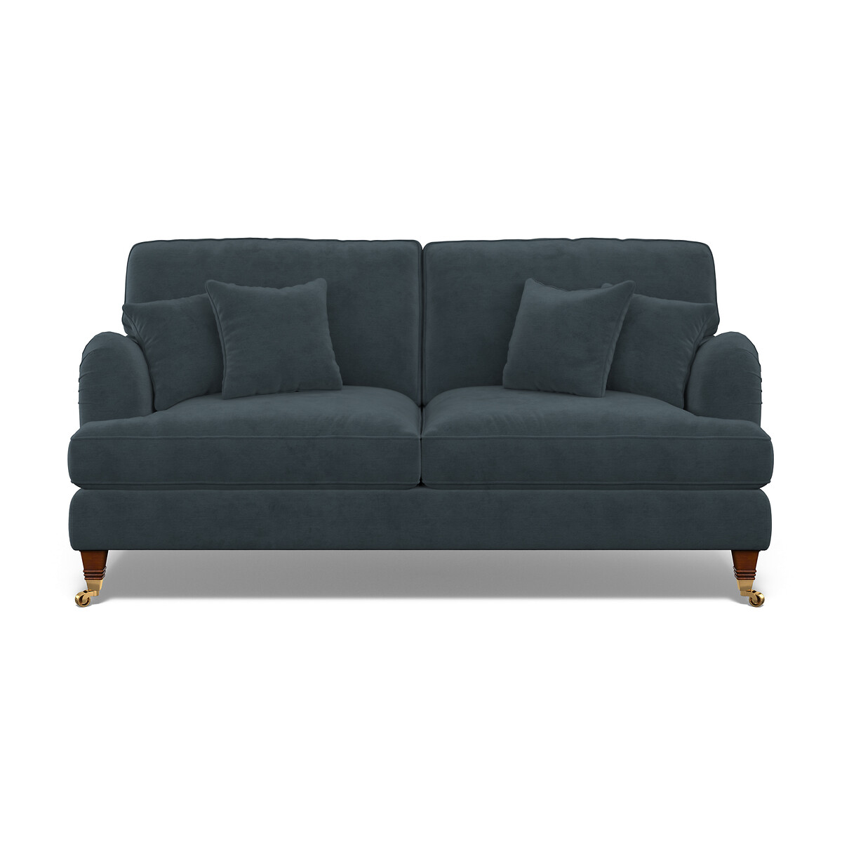 Emeline Textured Velvet 3 Seater Sofa with Castor Legs petrol blue, ÉDITÉ