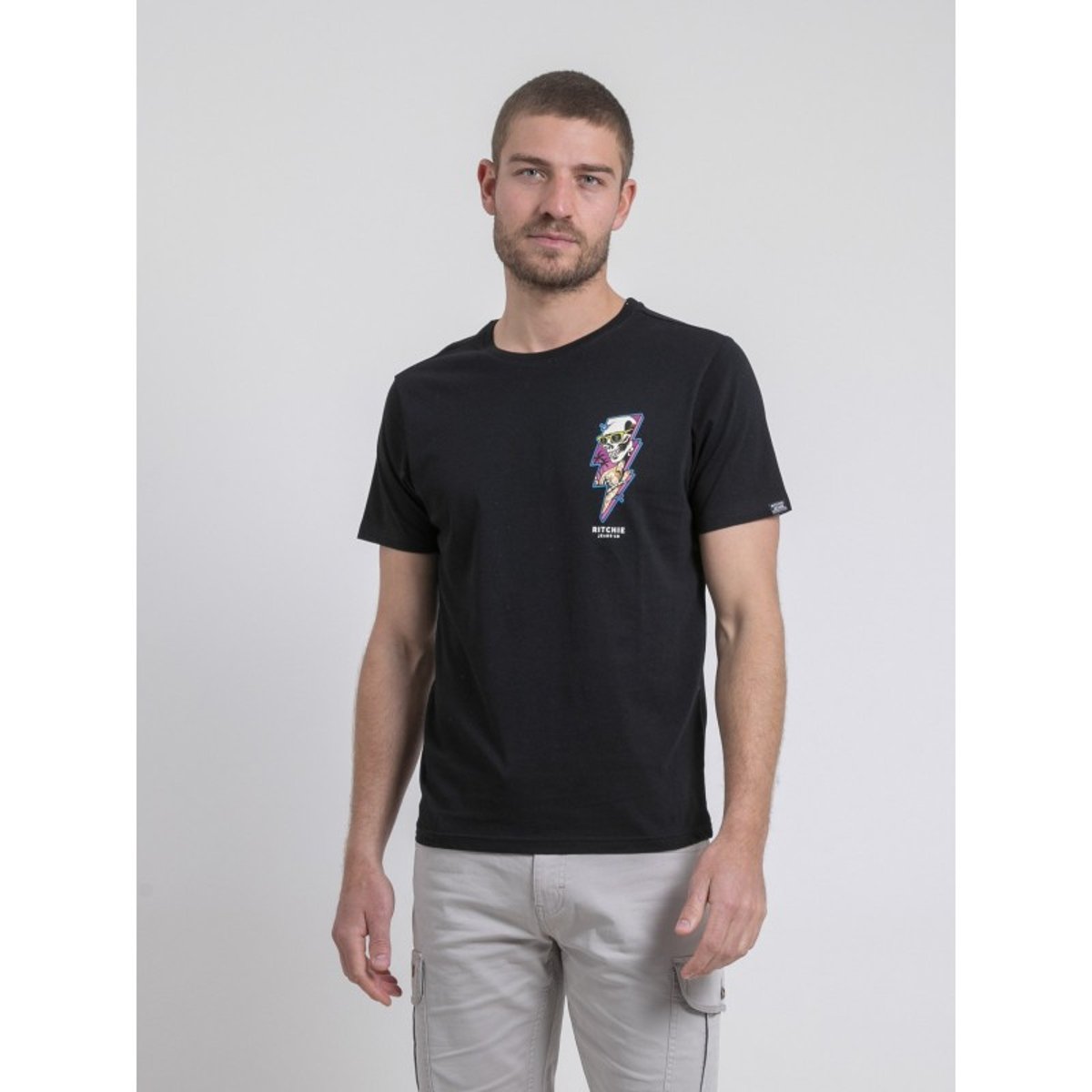 T-shirt Col Rond Pur Coton Nikiskull noir, RITCHIE