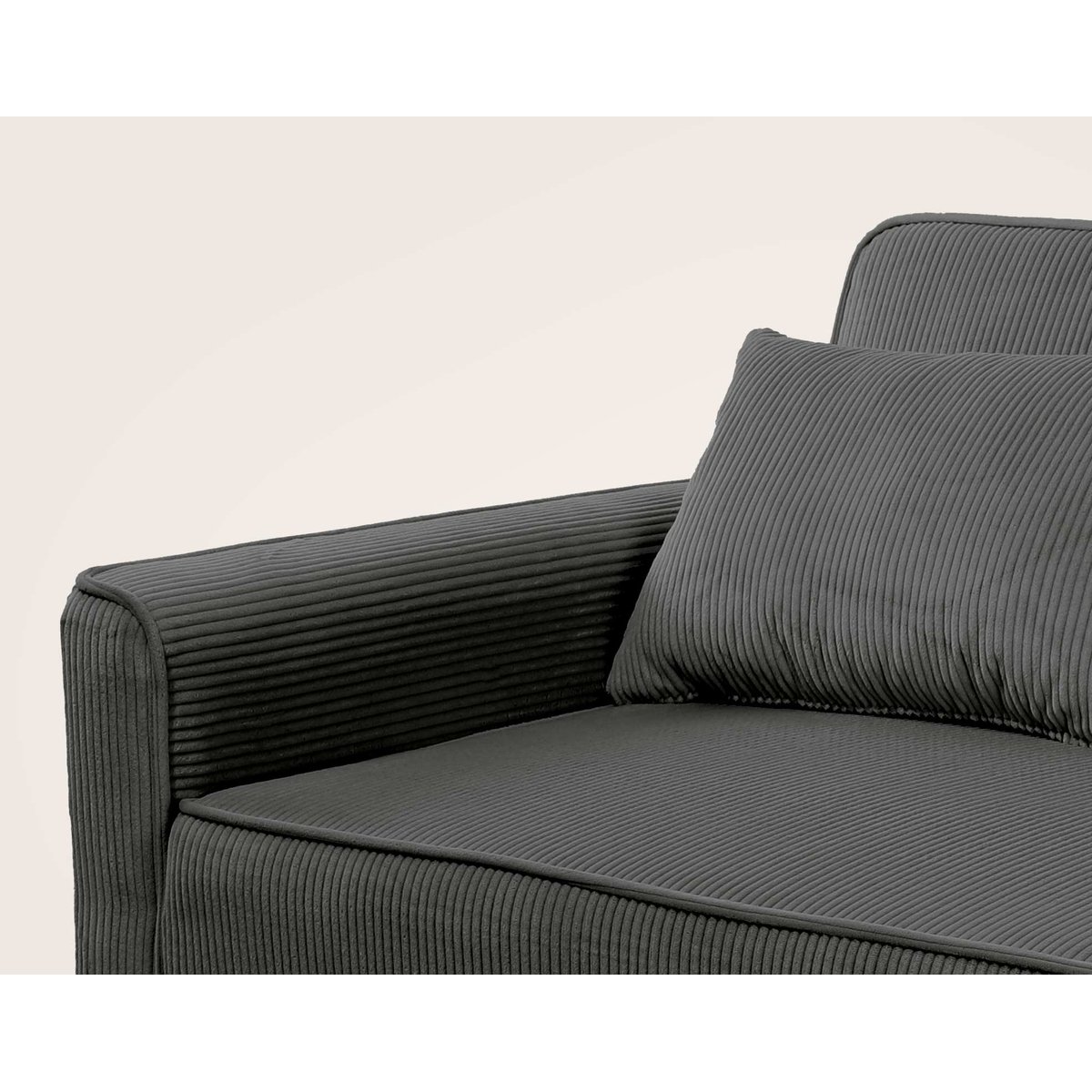Canapé convertible 2 places velours côtelé, ERNEST gris, BEST MOBILIER