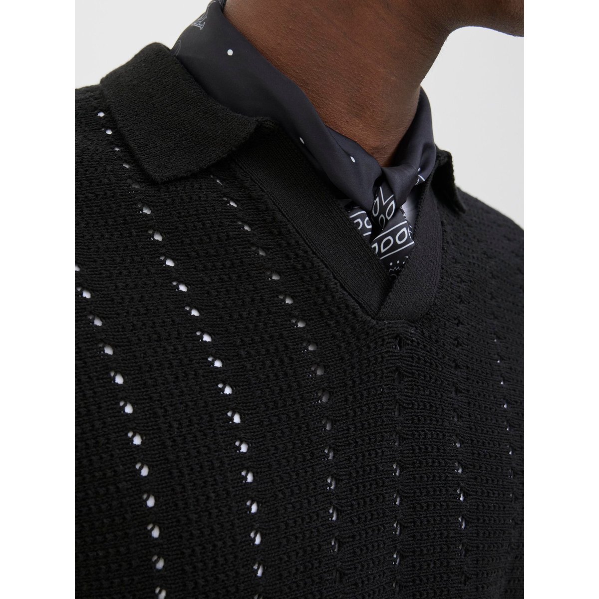 Polo Tricoté noire - black, JACK & JONES