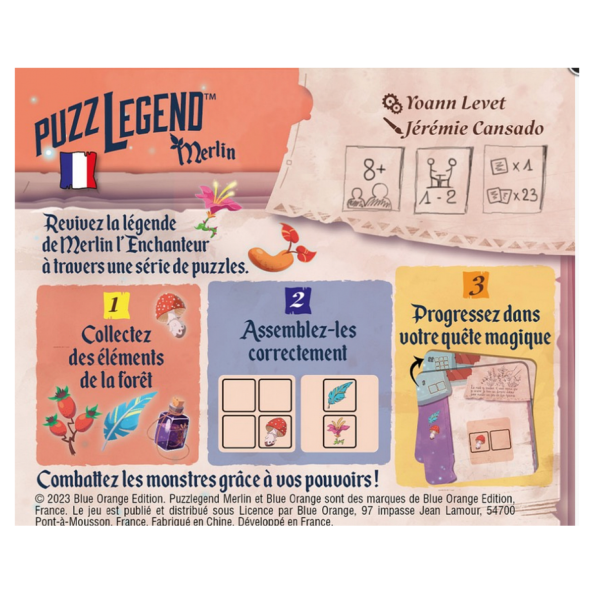 Puzzle Legend Merlin jeu de logique couleur unique, BLUE ORANGE