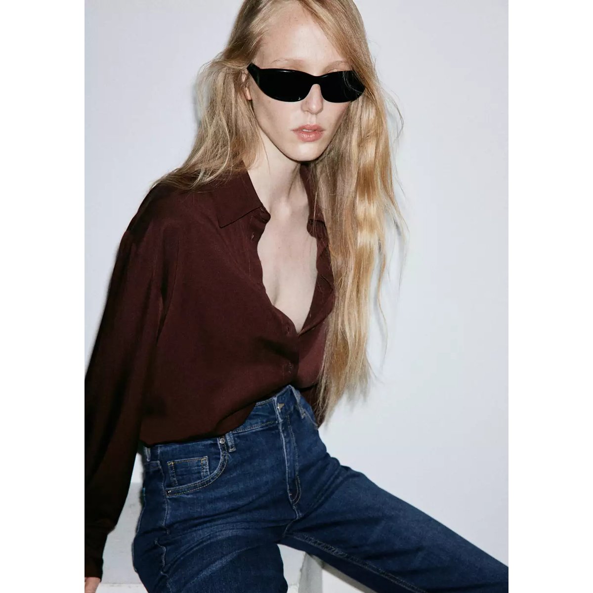 Jean Sienna flare crop bleu foncé, MANGO