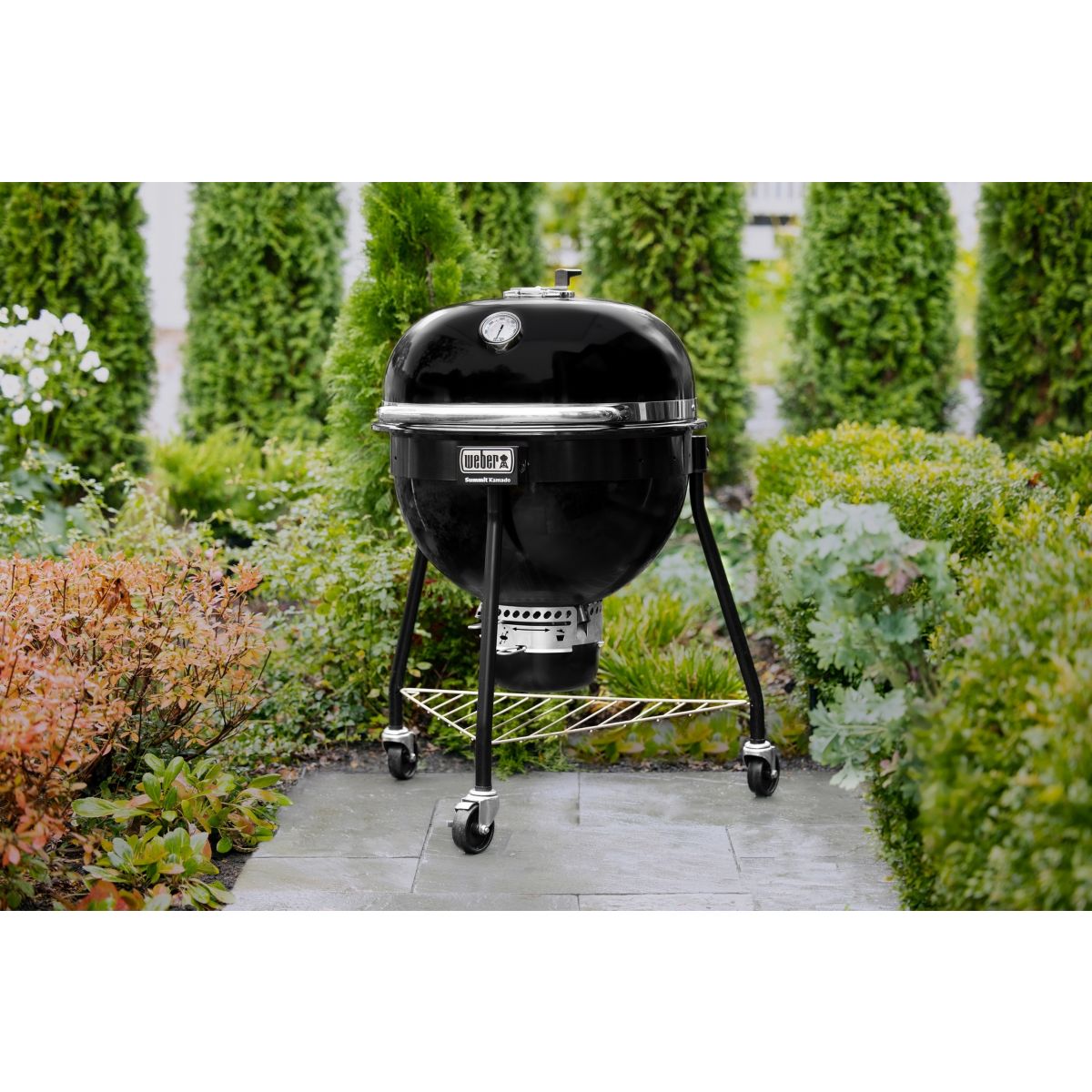 Kamado Summit E6 black sur pieds 61 cm noir, WEBER