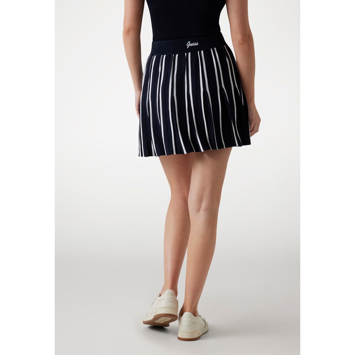 Mini-Jupe Maille Plissée bleu, GUESS