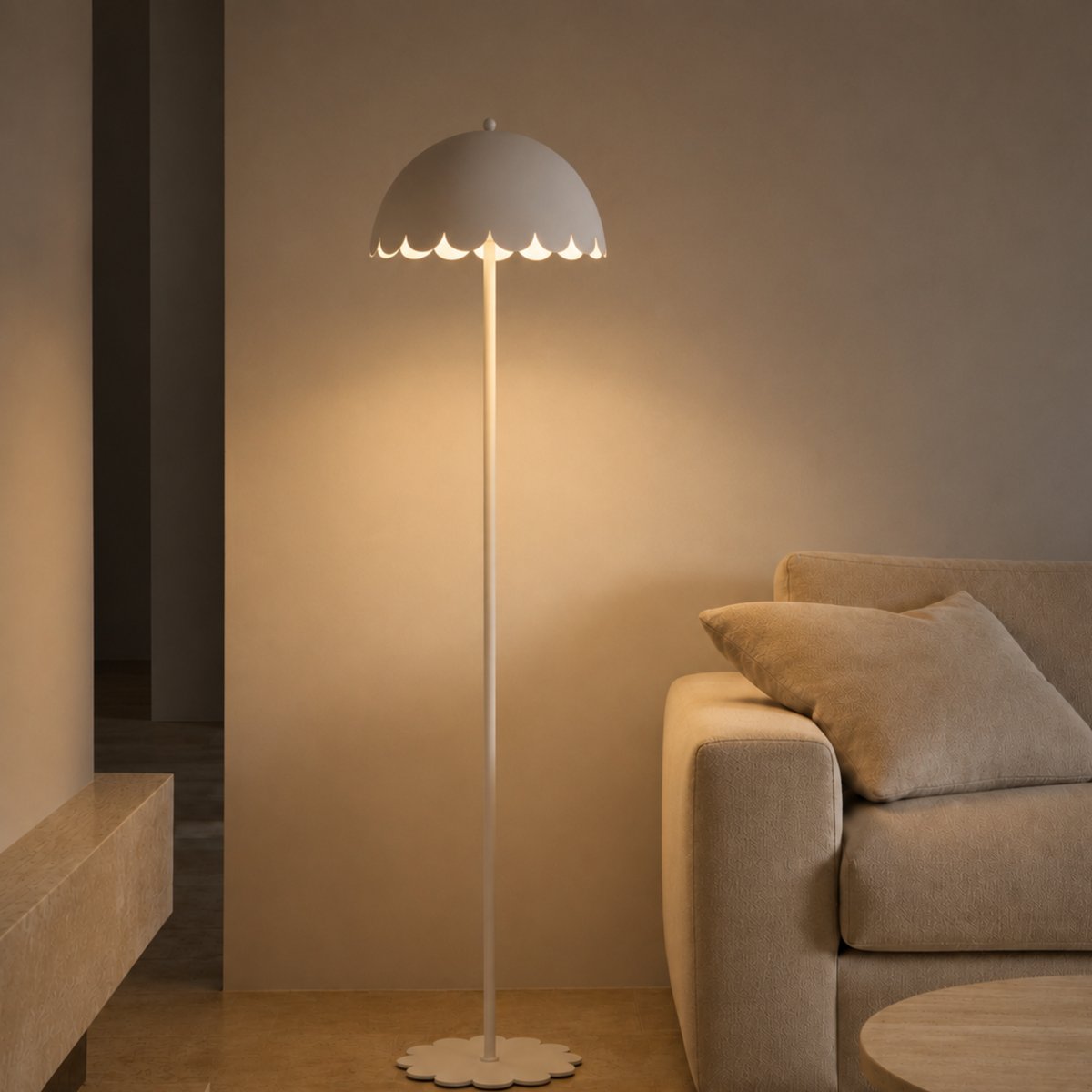 Lampadaire en métal H142 cm - FLOW blanc, MAISON PAVANE