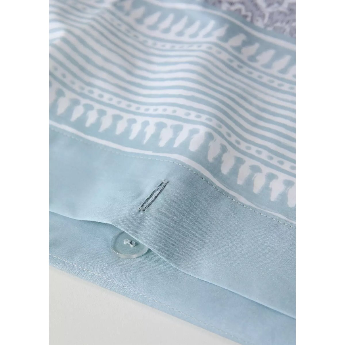 Housse de couette percale fleur décorative frise rayures Lit 180/200 cm gris clair/pastel, MANGO HOME