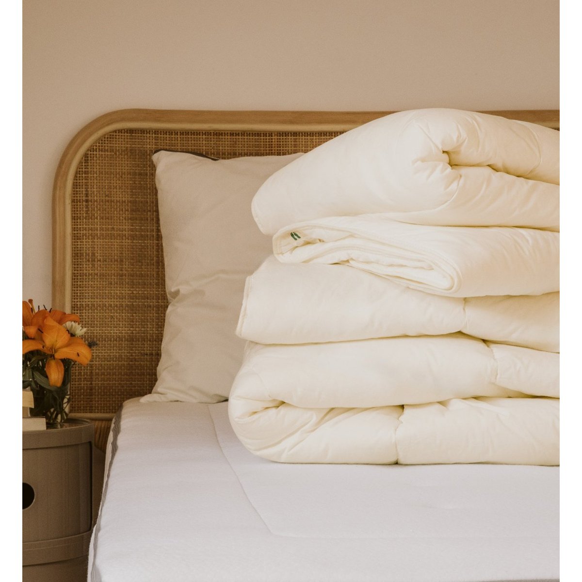 Couette Adulte Enveloppe Coton Bio 4 saisons MAUI couleur unique, KADOLIS
