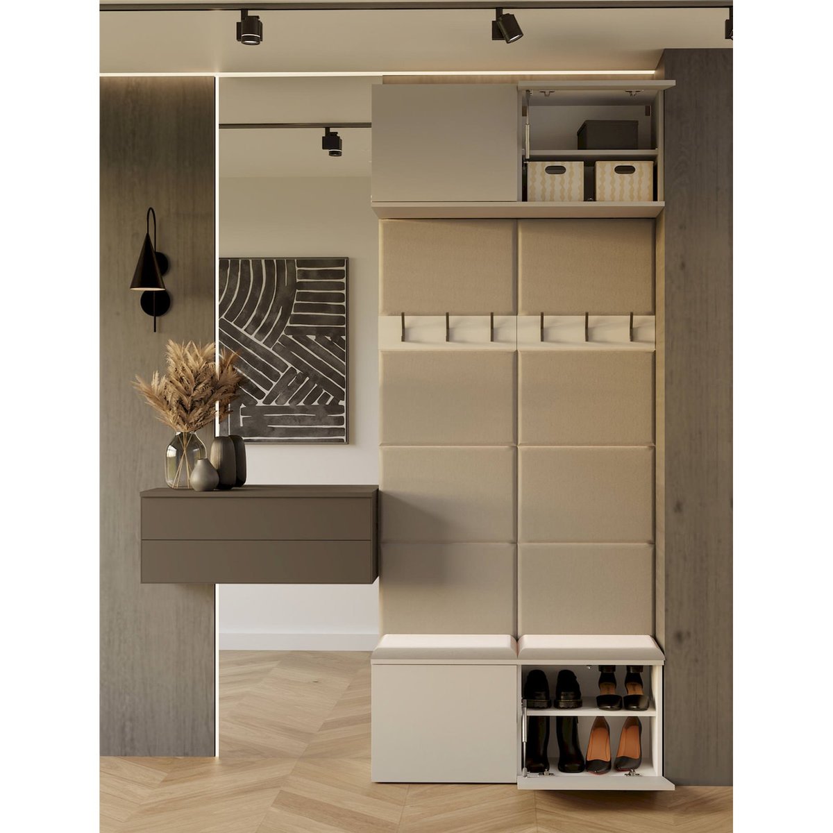 Garderobe d'entrée en bois collection HAGA cachemire et beige, RECOLLECTION