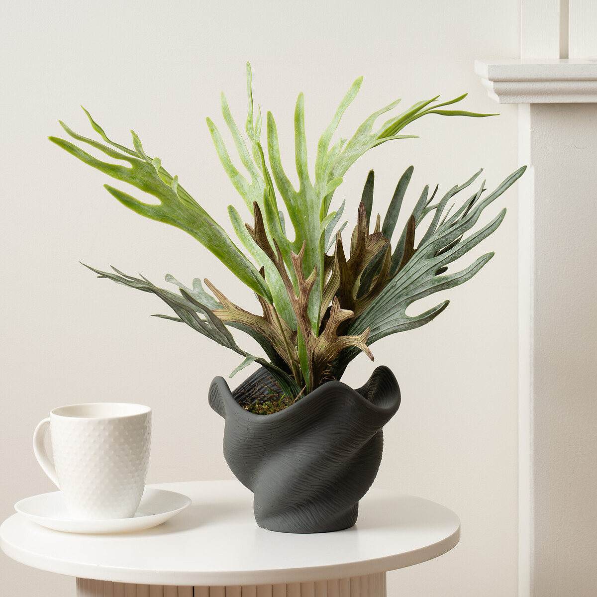 53cm Artificial Sea Greens in Cement Shell Pot green, SO'HOME