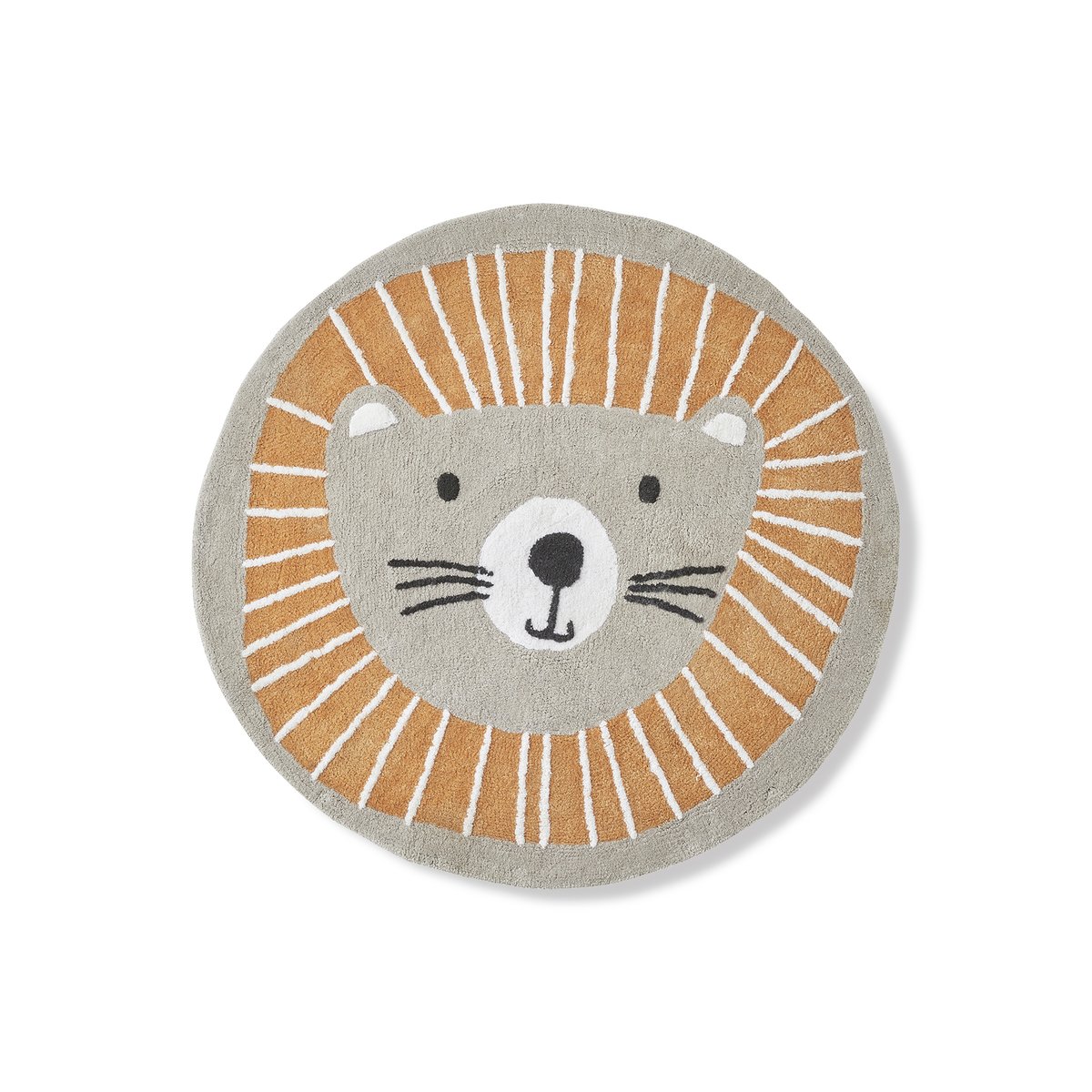 Tapis rond lavable Lion gris / orange, VERTBAUDET