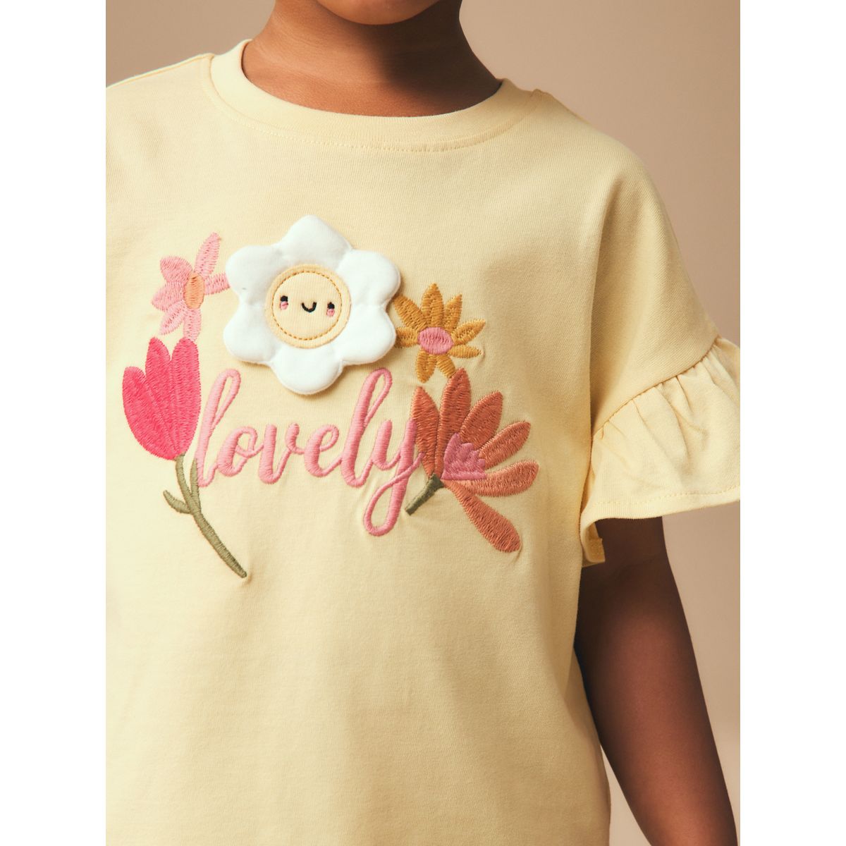 Ensemble legging et t-shirt à manches courtes fleur rembourrée jaune, NEXT