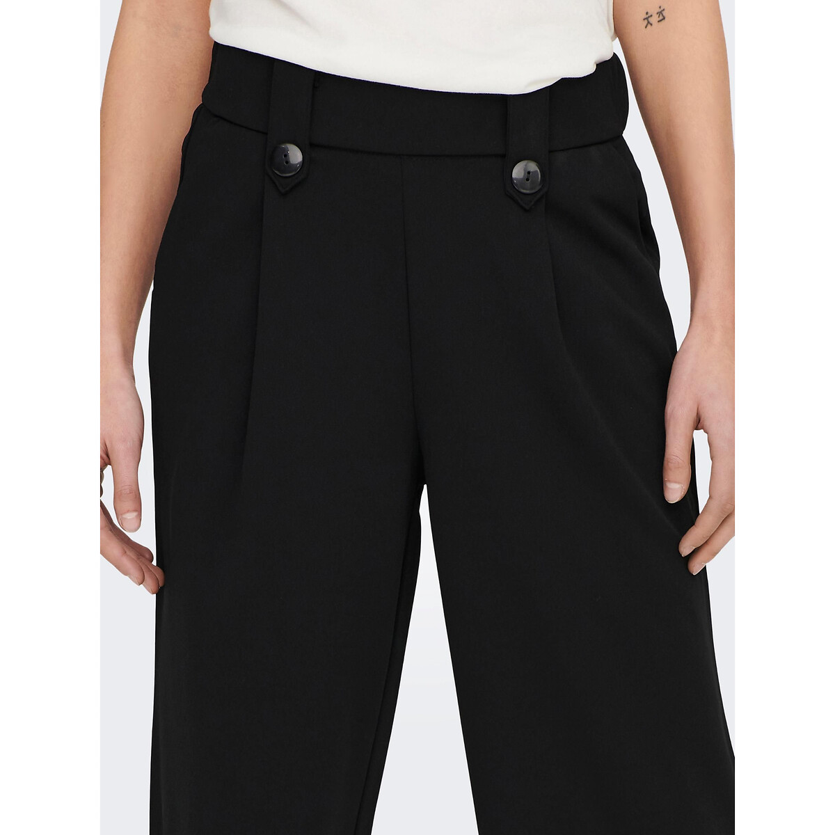 Pleat Front Trousers with Wide Leg black, ONLY