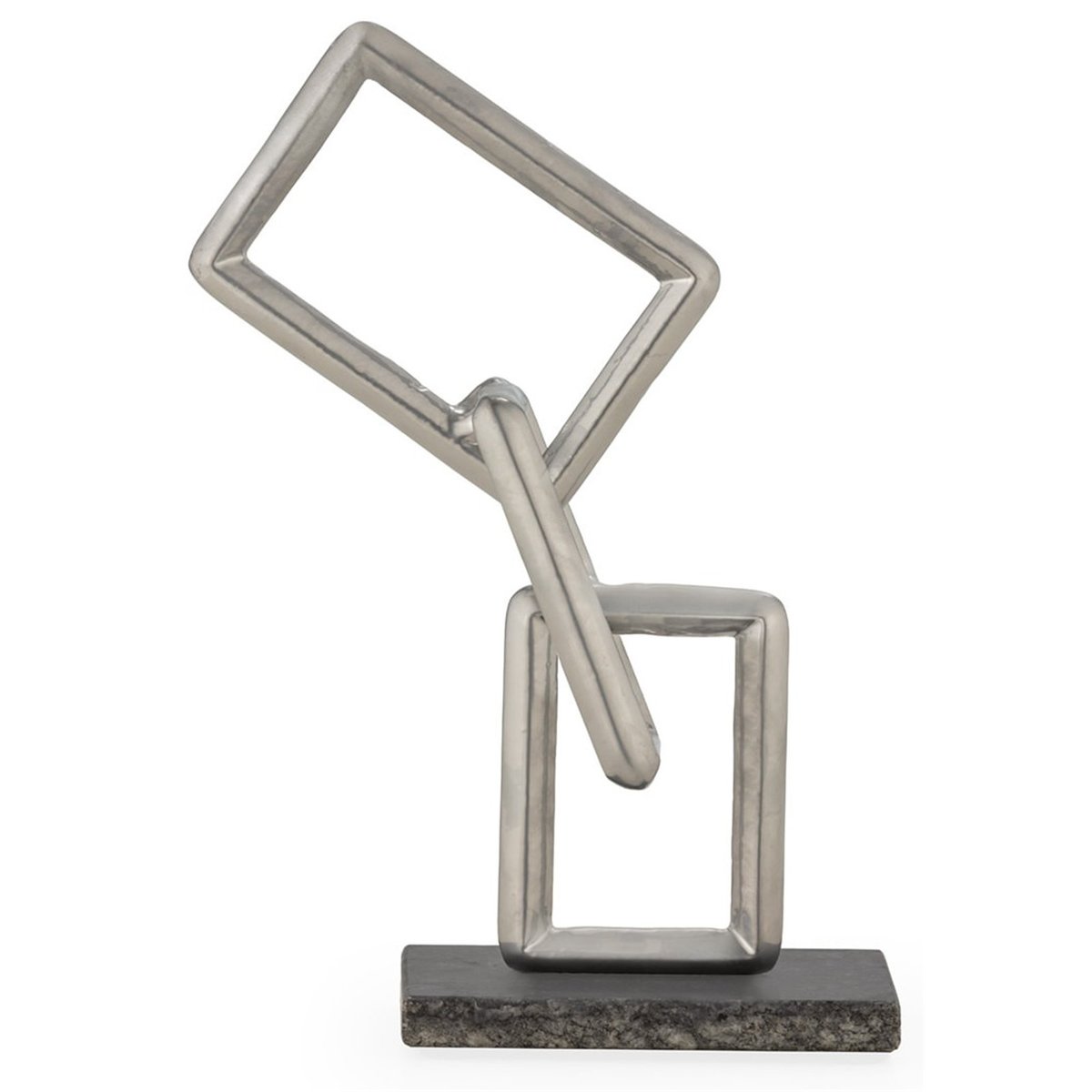 Sculpture abstraite en métal et marbre nickel et noir, RECOLLECTION