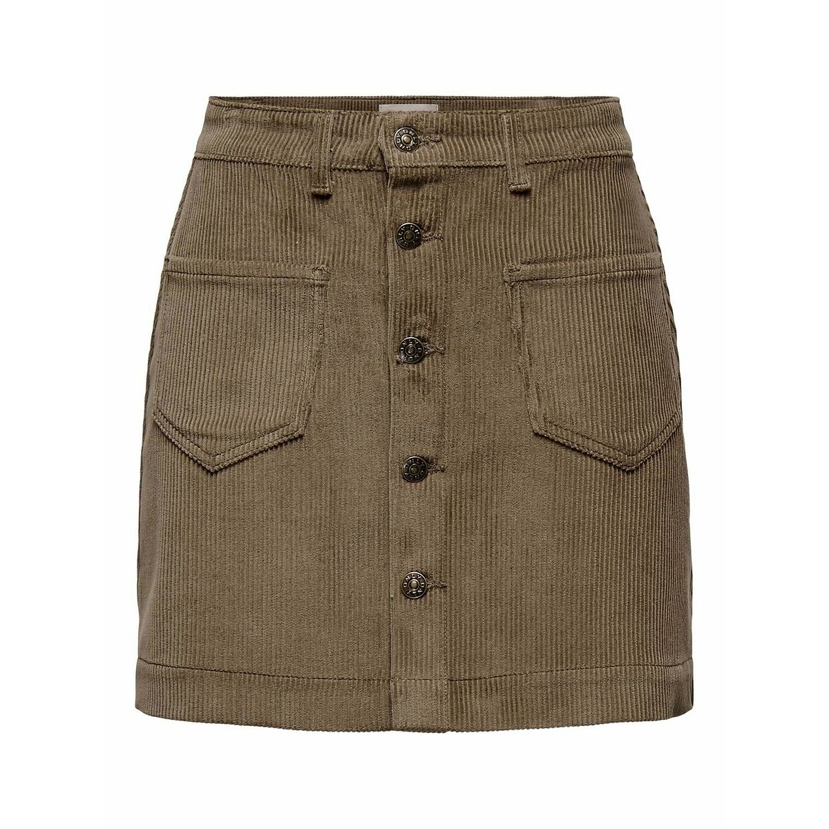Jupe courte en velours boutonnée beige foncé, ONLY
