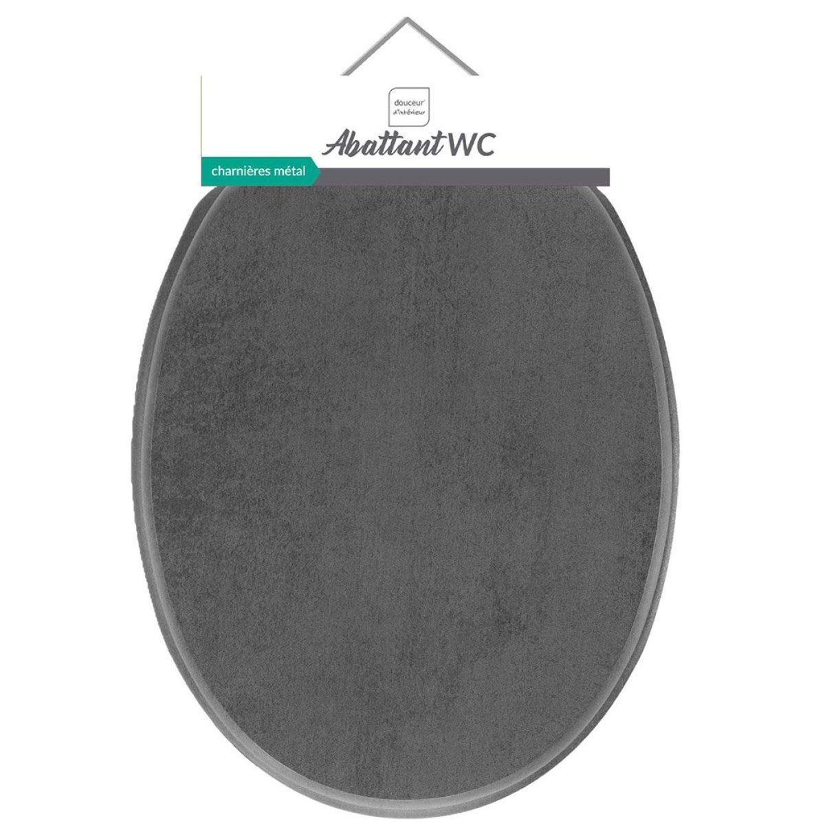 Abattant WC MDF charnières métal effet béton Alium gris, DECORATIE