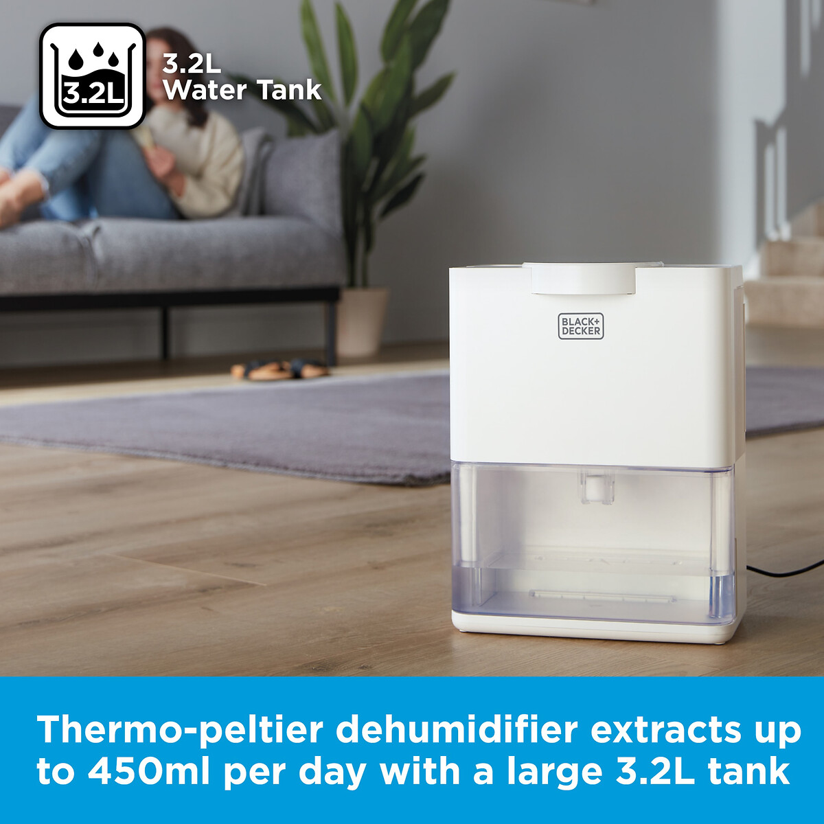 3.2L 2-in-1 Dehumidifier - BXEH60013 white, BLACK & DECKER