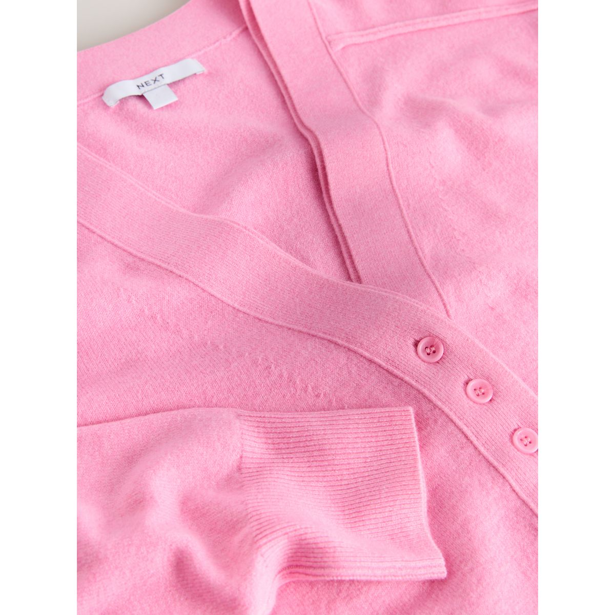 Cardigan ultra-doux à col v et poches rose, NEXT