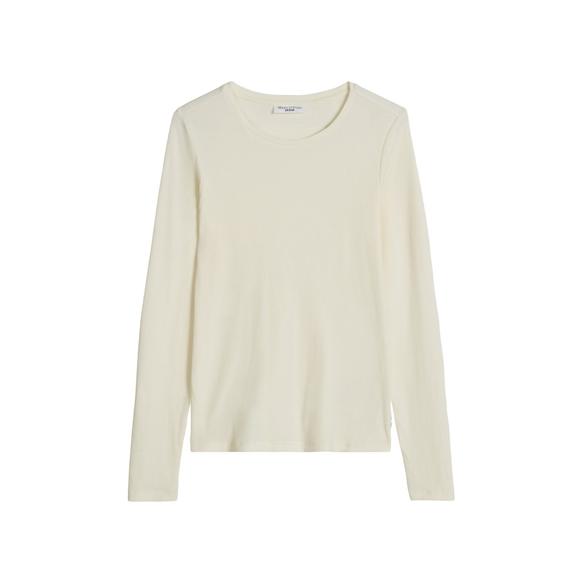 T-shirt long slim en jersey côtelé doux blanc, MARC O’POLO DENIM