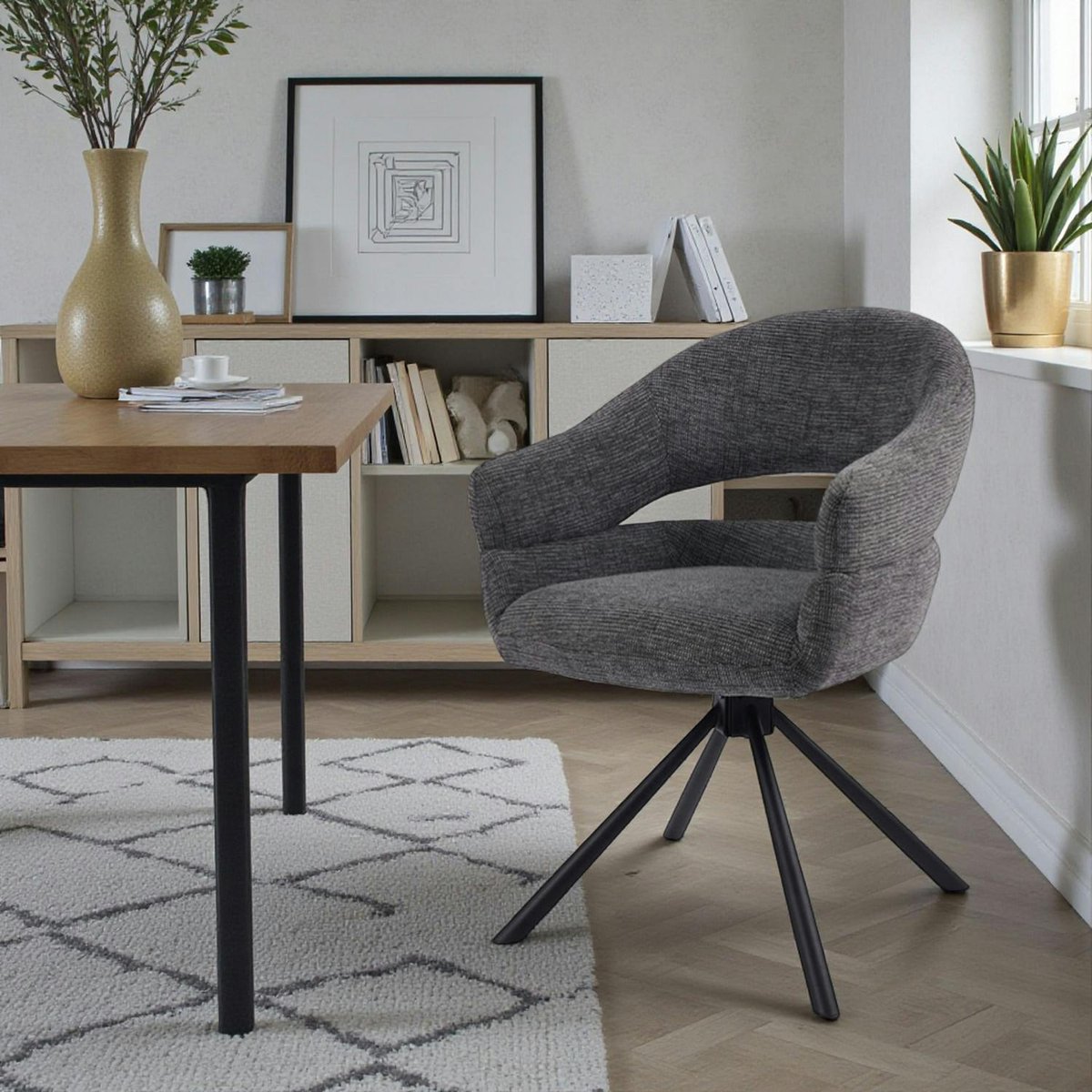 Fauteuil de table pivotant à dos ouvert (lot de 2) IENA gris, PIER IMPORT