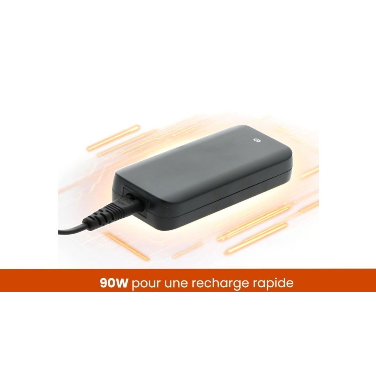 Chargeur ordinateur portable 90W PC universel + 9 embouts noire couleur unique, ESSENTIEL B