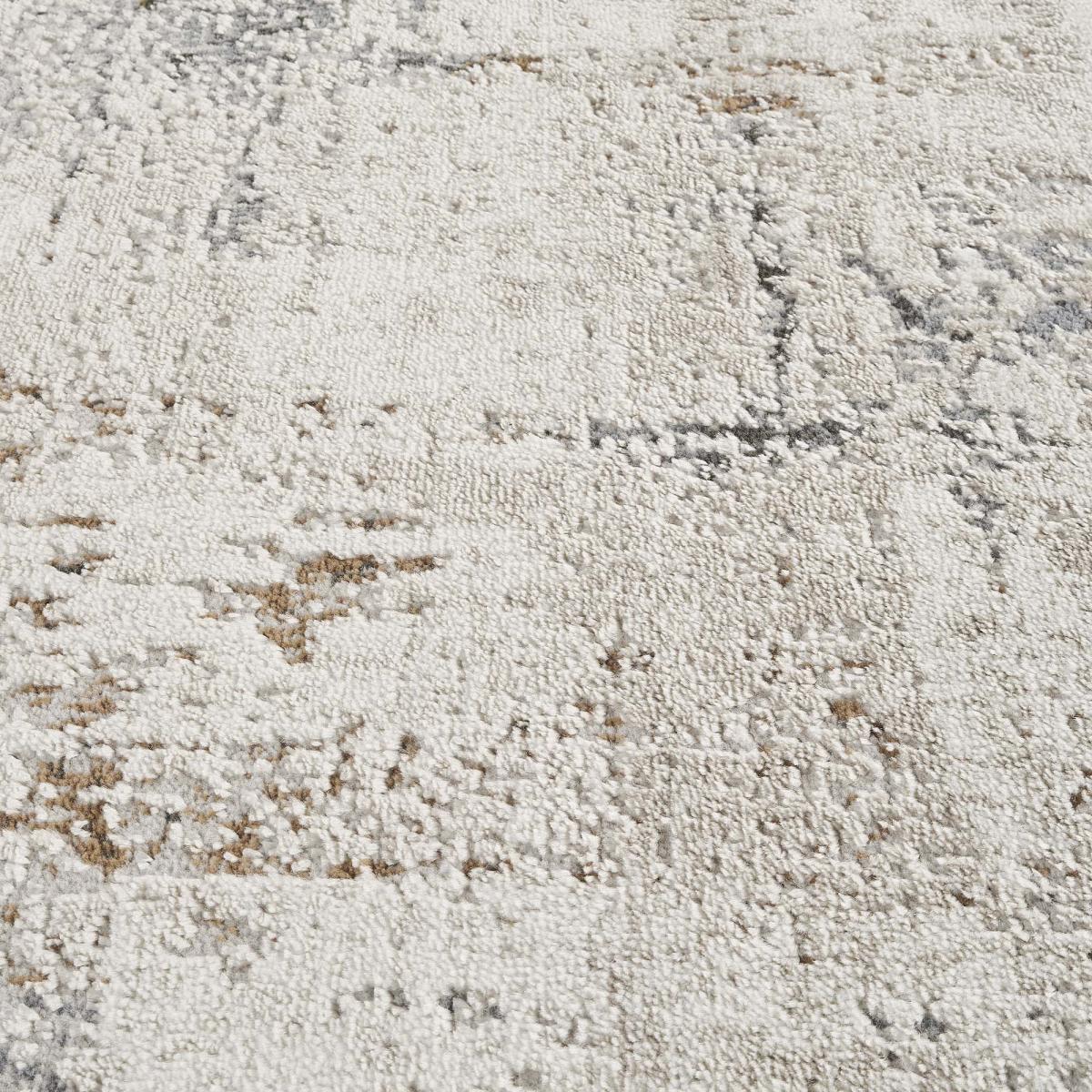 Tapis salon, motif abstrait en relief, moderne et résistant LYN51 OCRE beige, jaune, marron, UN AMOUR DE TAPIS