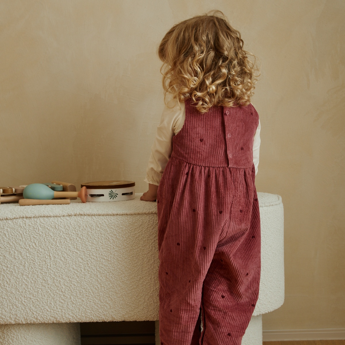 Salopette bébé en velours côtelé Aimée bordeaux, PETIT BEGUIN