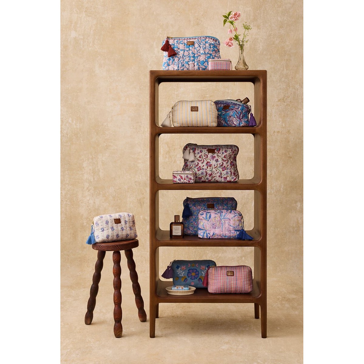 Necessaire às riscas, TEIKI estampado rosa, LOUISE MISHA