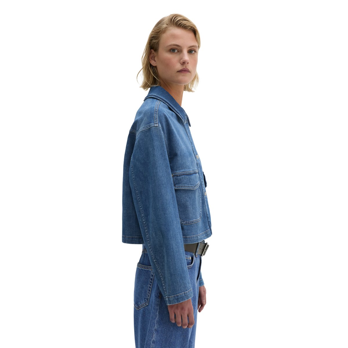 Chemise en jean relaxed en denim Cashmere Touch bleu moyen, MARC O'POLO