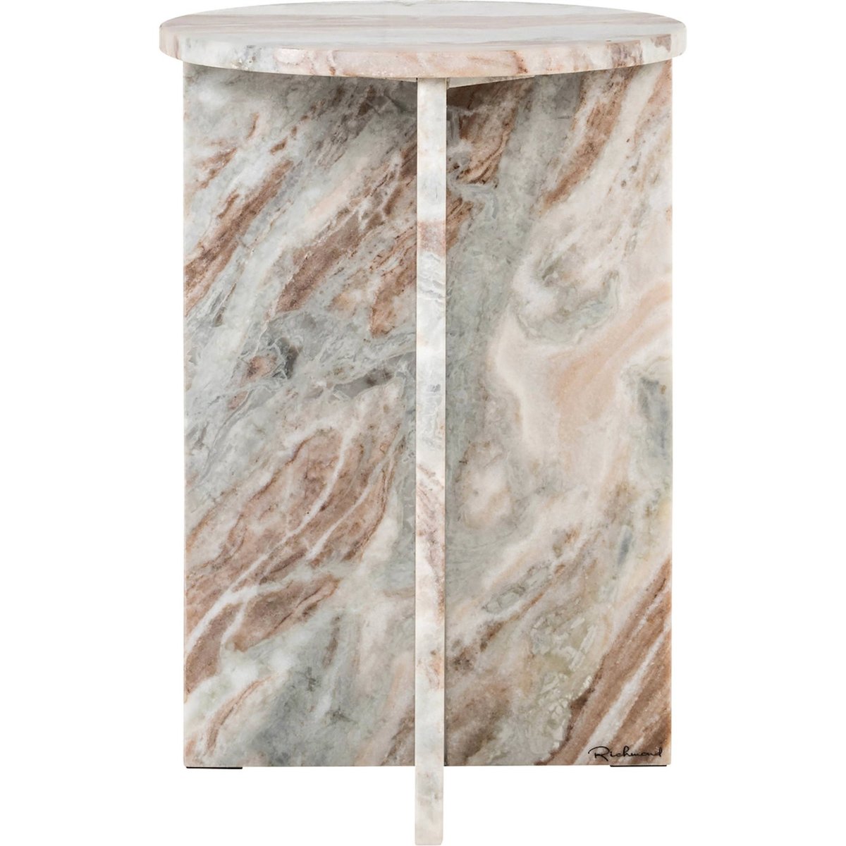 Table d'appoint ronde en marbre marbre rose veiné blanc et beige, RECOLLECTION