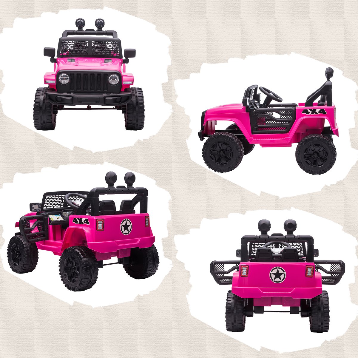 Camion tout-terrain jouet pour enfants PP rose, HOMCOM