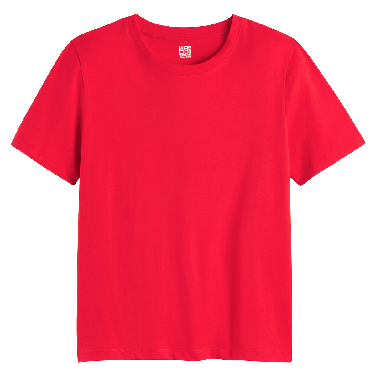 T-shirt col rond, manches courtes rouge, LA REDOUTE COLLECTIONS