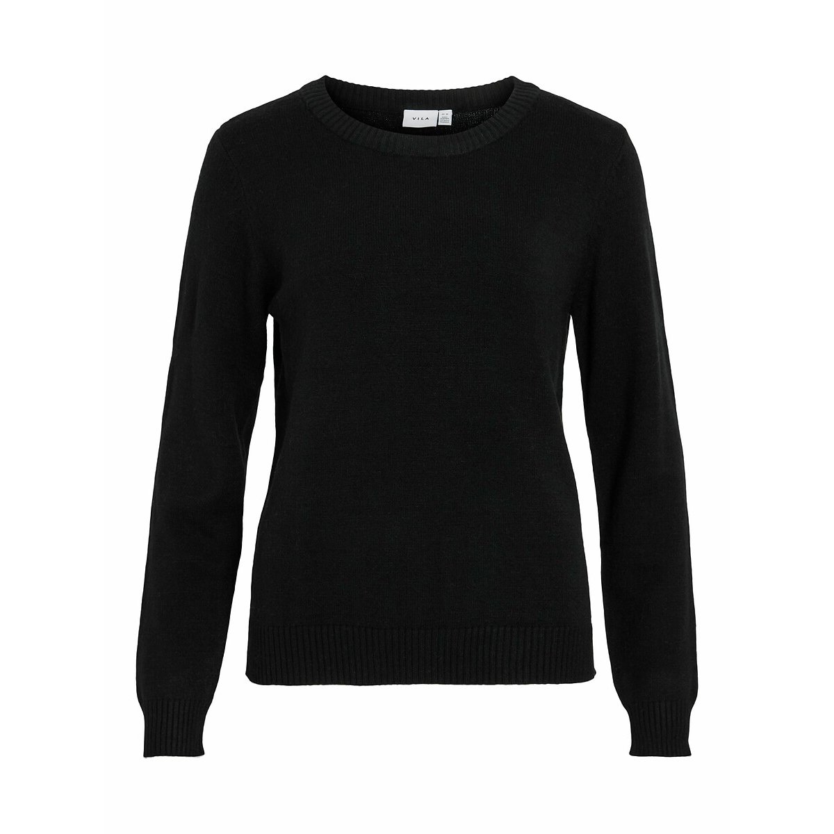 Pull col rond en fine maille noir, VILA
