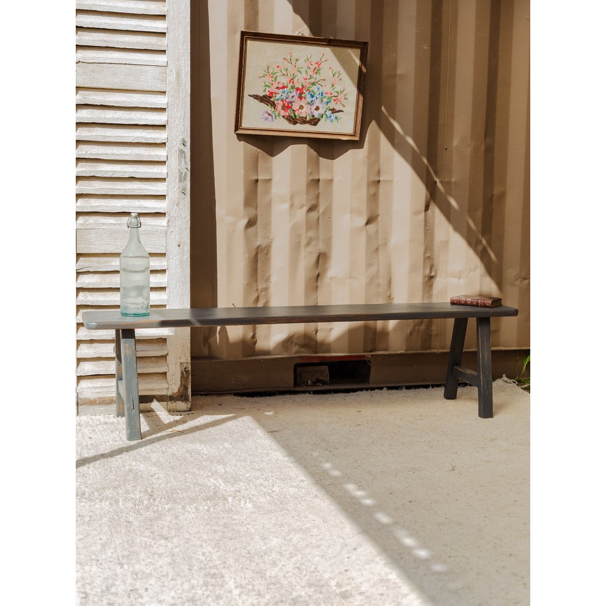 Banc en bois gris Antoine N°413 - Bon état gris, DEBONGOUT