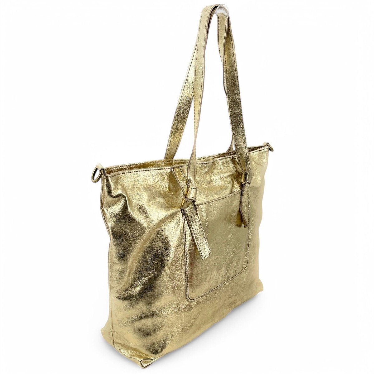 Grand sac cabas en cuir irisé italien CASSIOPEE or pâle, OH MY BAG