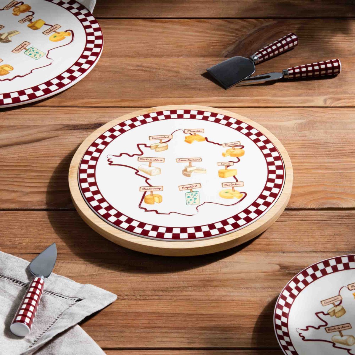 Plateau rond Fromage 27 cm   - FROMAGE rouge, TABLE PASSION
