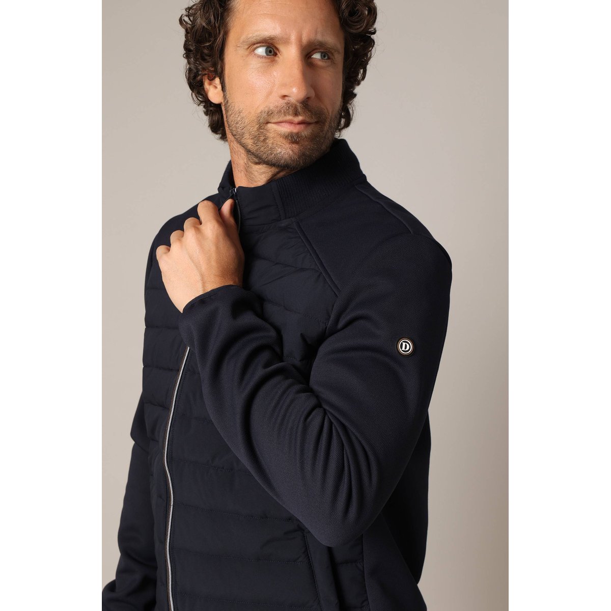 Sweat-shirt zippé matelassé à manches contrastées THOMAS night blue, DEELUXE