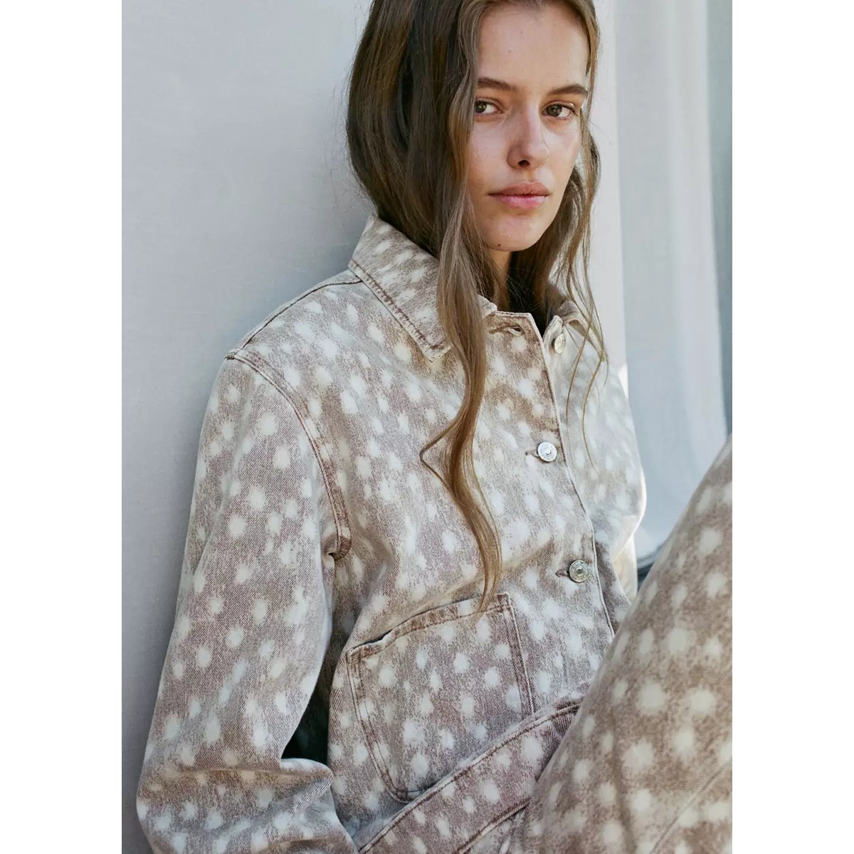 Veste en jean à imprimé animalier marron, MANGO TEEN