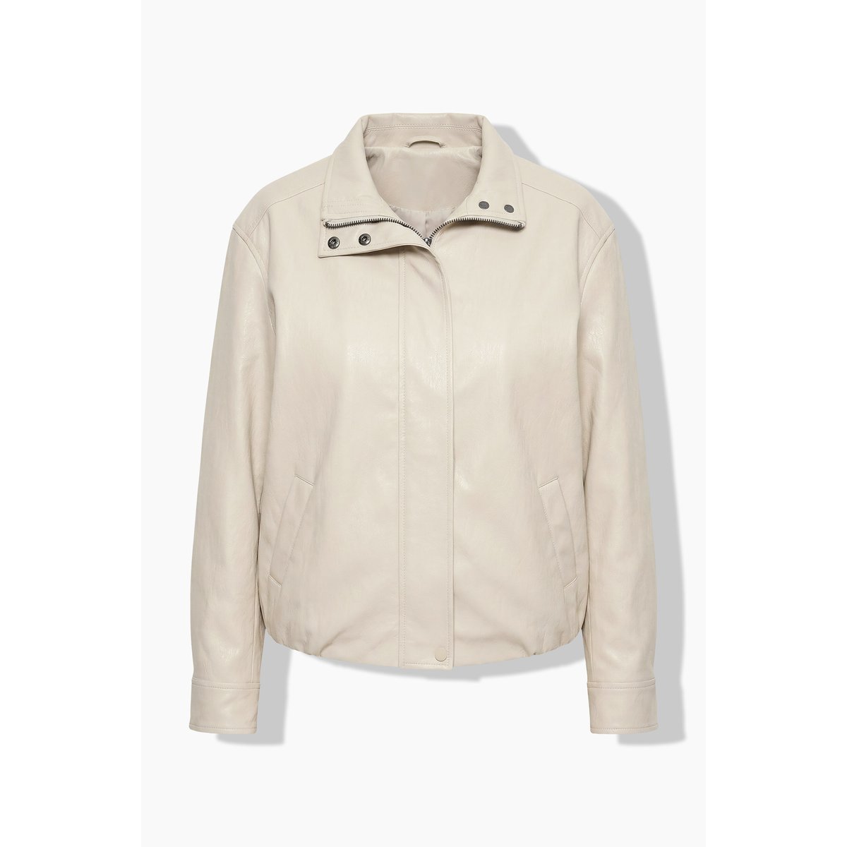 Veste de motard/perfecto en simili gris beige, ULLA POPKEN