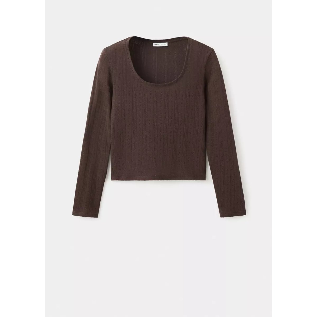 T-shirt en maille fine marron, MANGO TEEN