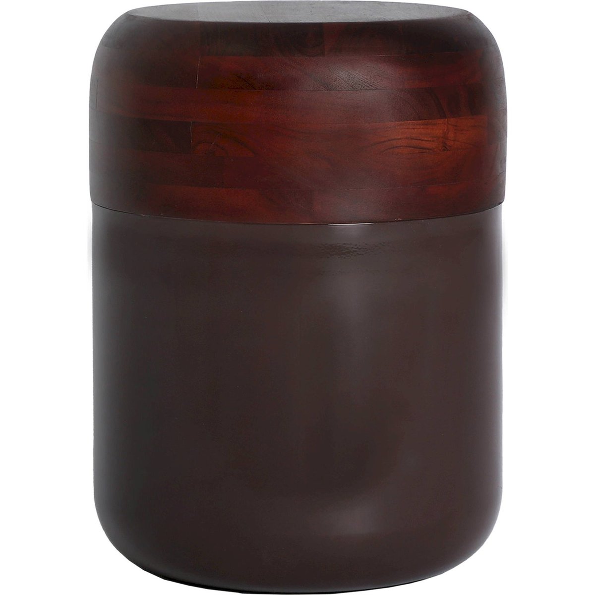 Table d'appoint ronde en fer et acacia chocolat bois d'acacia foncé, RECOLLECTION