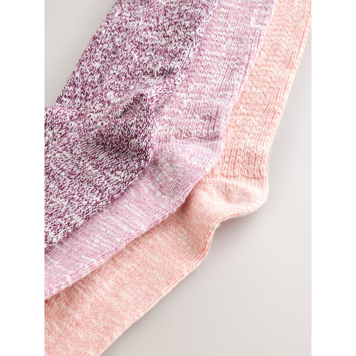 Socquettes amples en coton flammé, 3 paires rose, NEXT