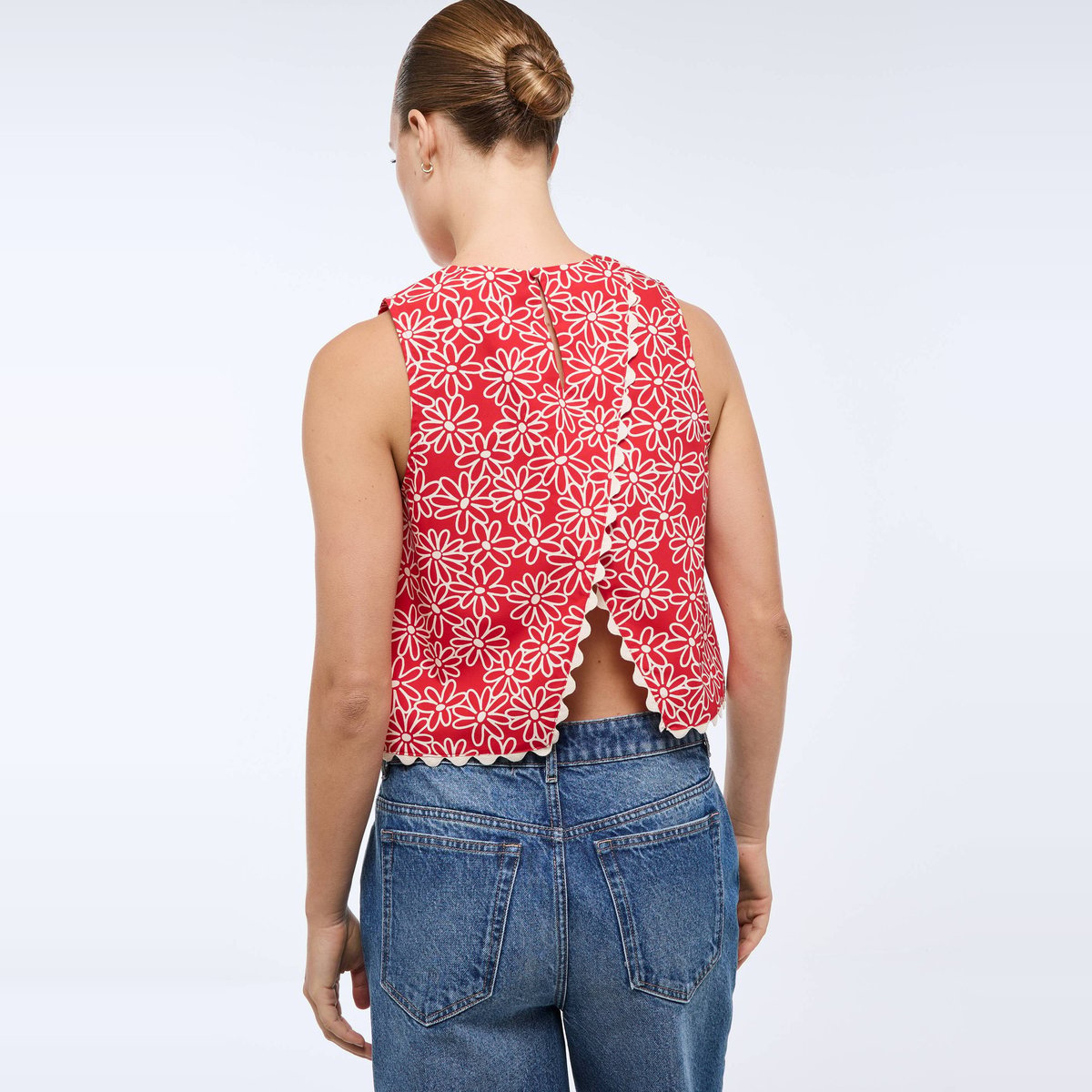 Top sans manches imprimé en coton BIO GOTS rouge, MONOPRIX