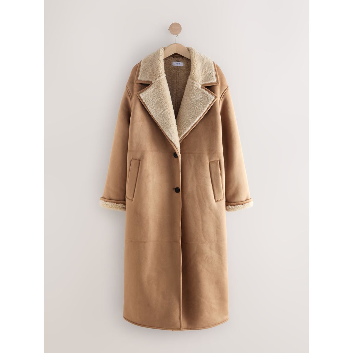 Manteau long en shearg marron fauve, NEXT