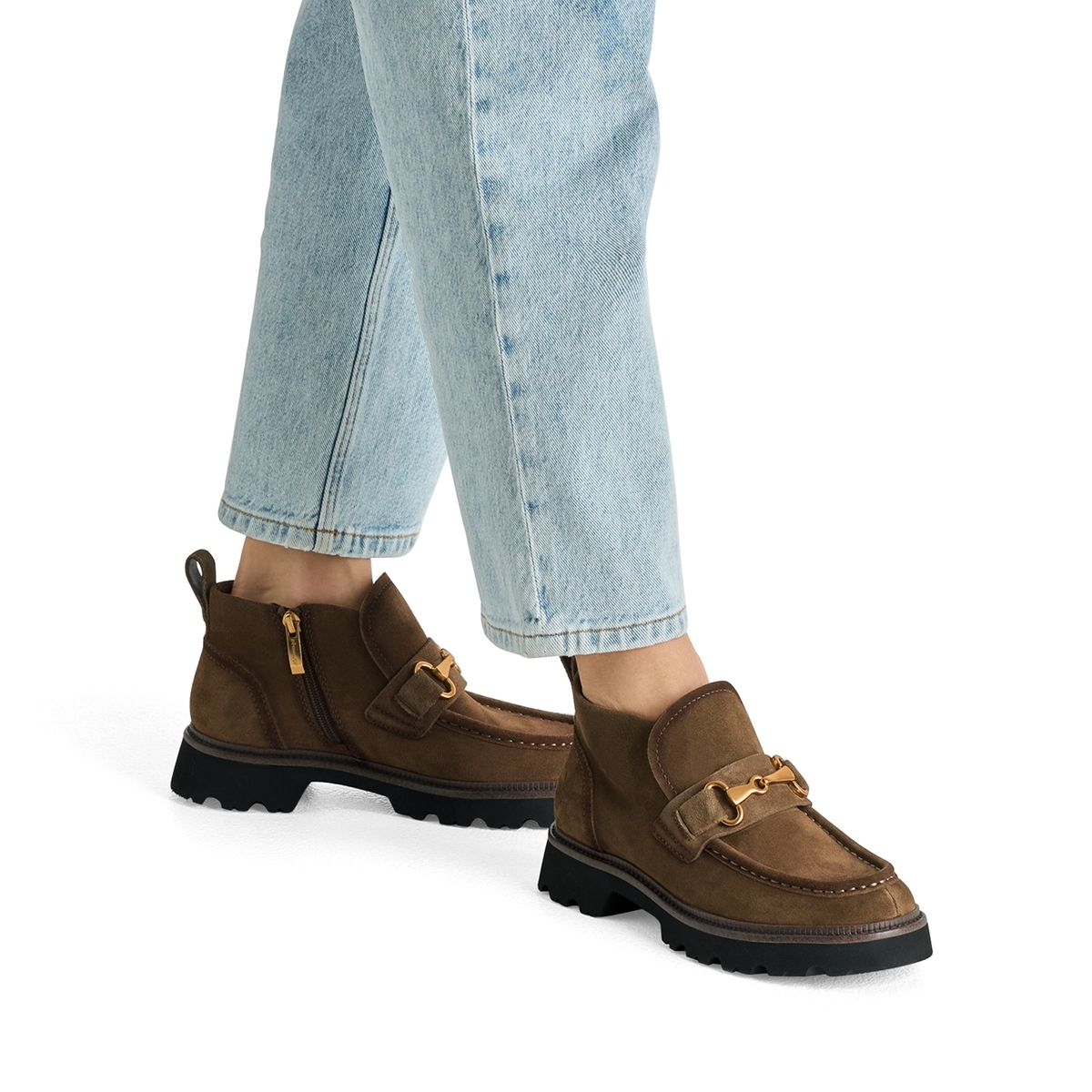 Bottine en cuir marron camel, TAMARIS