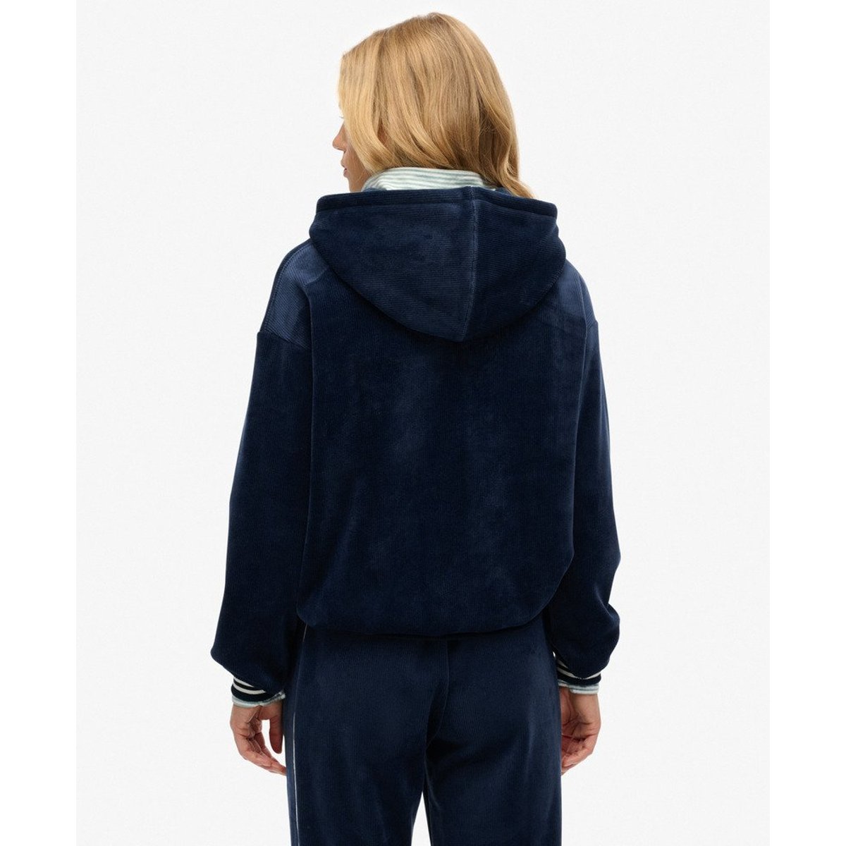 Sweat à capuche Country Club Velour Décontracté bleu marine intense, SUPERDRY