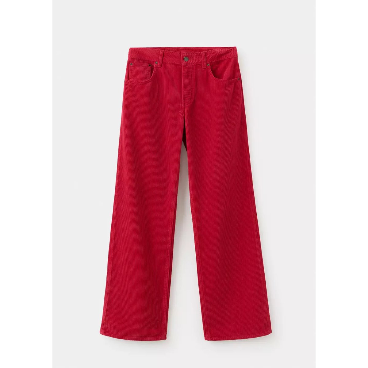 Jean droit en velours côtelé rouge, MANGO