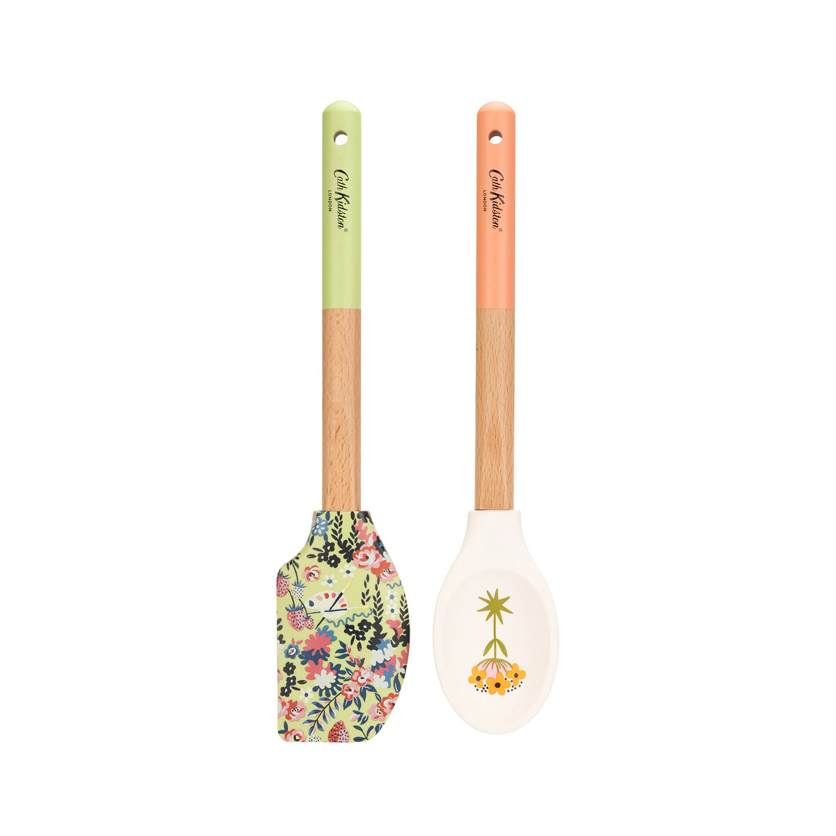 Set of 2 Painted Table Silicone & Wood Utensils multi-coloured, CATH KIDSTON